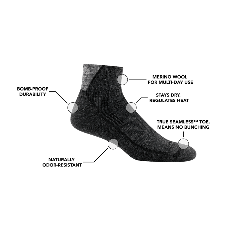 Darn Tough - Men's Hiker Midweight with Cushion Hiking 1/4 Sock - Dark Teal - Two Rivers Treads