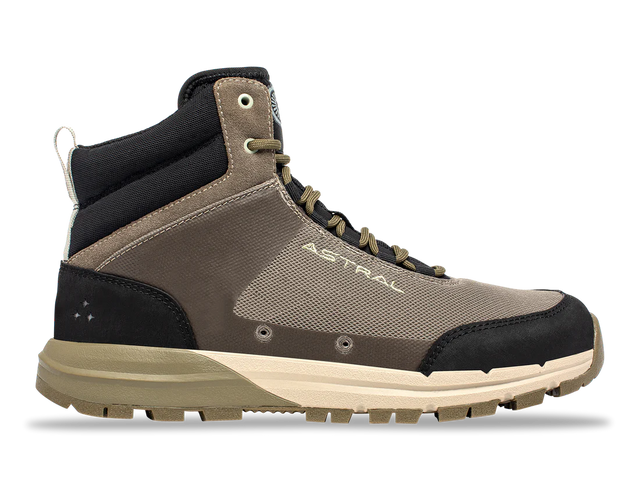 Astral Footwear TR1 Merge 2.0 hiking shoe in soil taupe with durable outdoor design and rugged outsole.