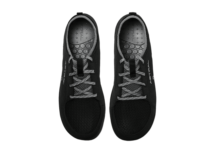 Astral Footwear Loyak men's shoes in space black, showcasing a sleek design and durable top material.