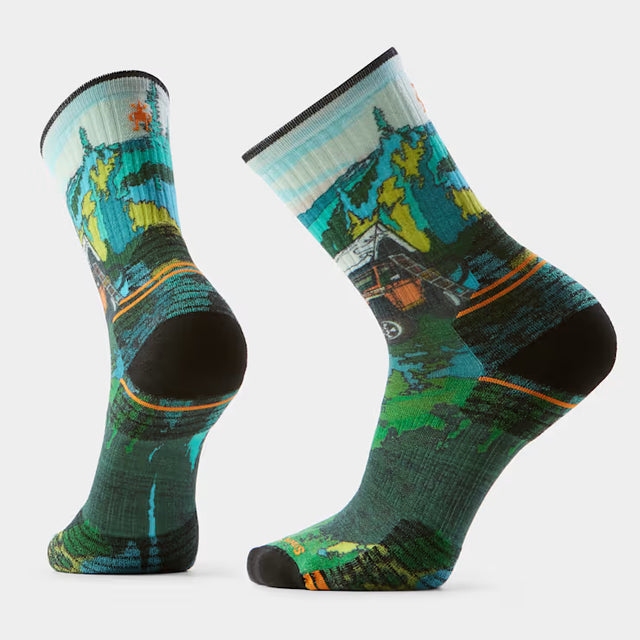 Smartwool Targeted Cushion Trekker Print Hike Crew sock with cushioning and trekking design, ideal for outdoor hiking comfort.