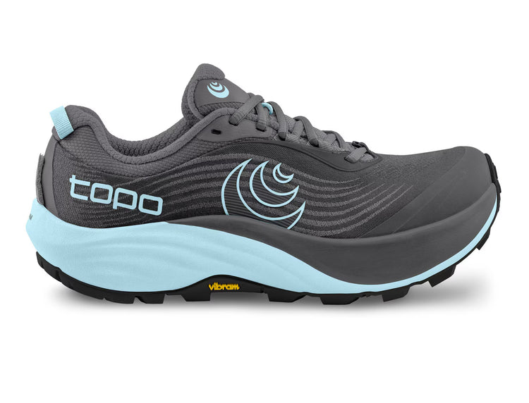 Topo Athletic Pursuit 3 women's running shoes in grey sky color, featuring breathable mesh upper and cushioned midsole.