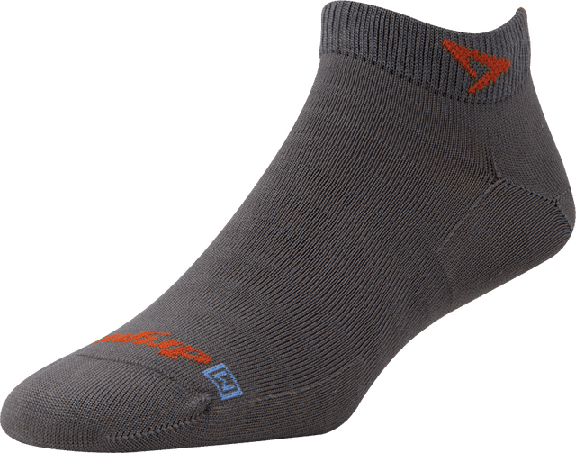 DRYMAX TECH INC DryMax Thin Extra Protection Mini Crew Socks in anthracite and orange, featuring lightweight, moisture-wicking fabric.