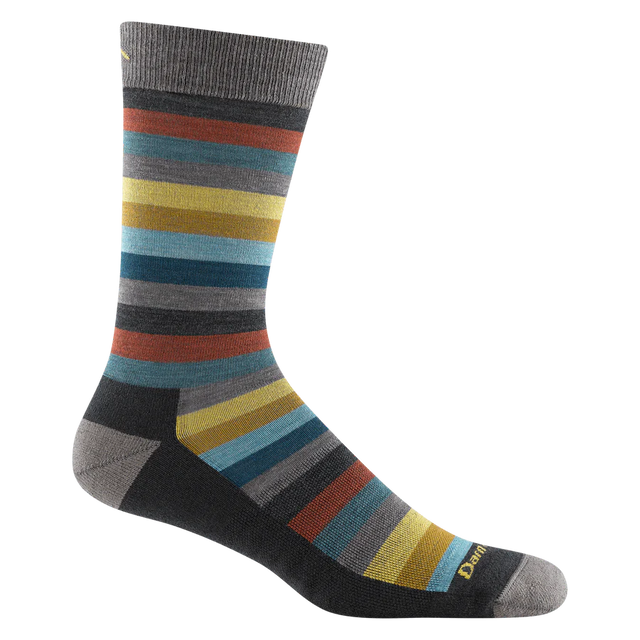 Darn Tough - Men's Merlin Lifestyle Sock Stripe Charcoal Crew Lightweight - Two Rivers Treads