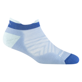 Women's Darn Tough Vermont Run No Show Tab Ultra-Lightweight Cushion Running Socks in sky blue, featuring seamless design and cushioning.