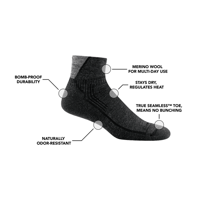 Darn Tough - Men's Hiker Midweight with Cushion Hiking 1/4 Sock - Dark Teal - Two Rivers Treads