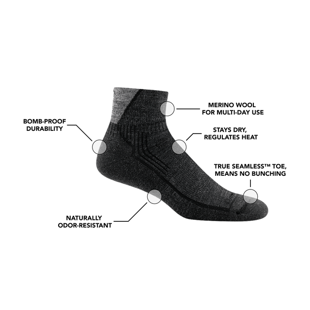 Darn Tough - Men's Hiker Midweight with Cushion Hiking 1/4 Sock - Dark Teal - Two Rivers Treads