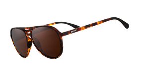 Goodr Amelia Earhart Ghosted Me sunglasses shown from the side, featuring transparent frames and stylish design.