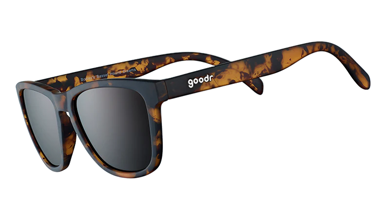 GOODR Bosley's Basset Hound Dreams sunglasses shown from the side, featuring a transparent frame design.