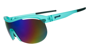 GOODR Cue Slow-Mo Montage sunglasses shown from the side with transparent frames and sleek design.