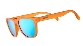 Goodr Donkey Goggles sunglasses viewed from the side, featuring sporty design and transparent lenses.