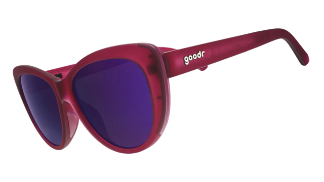 GOODR Midnight Merlot Glow sunglasses with transparent side accents, featuring a sleek black frame and stylish design.