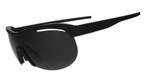 GOODR When The World Blurs sunglasses with transparent side panels and black frames, shown from a side angle.