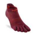 Injinji Run lightweight no-show socks in gray, featuring breathable fabric and seamless design for running comfort.