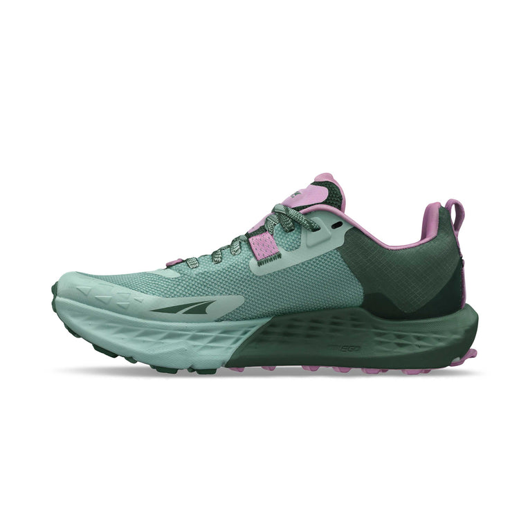 Women's Timp 5 running shoes by Altra Zero Drop Footwear, right shoe showing black and pink design with breathable mesh upper.