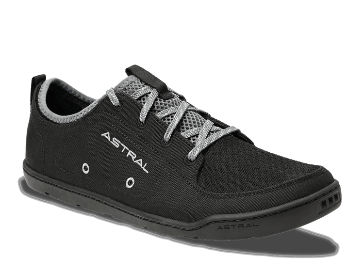 Astral Footwear Loyak men's space black shoes with sleek design and modern style, shown from a side angle.