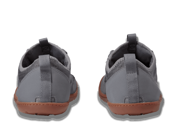 Astral Footwear Loyak AC men's storm gray shoes, showing the heel and side view of casual sneakers with textured design.
