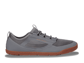 Storm gray men's Loyak AC shoes by Astral Footwear, shown from outside view with detailed stitching and sturdy sole.