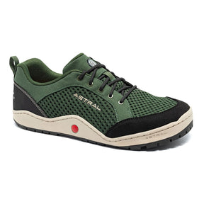 Astral Footwear TechYak unisex shoes in fern green color, showcasing durable outdoor footwear with breathable design.