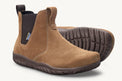 Unisex Lems Chelsea boots with tan leather uppers, side elastic panels, and a sturdy sole, shown from a three-quarter angle.