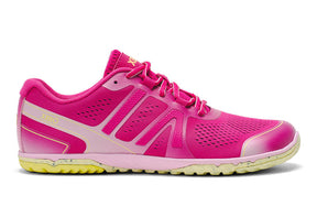 Women's Xero Shoes HFS II athletic shoes in fuchsia and purple, showing the right side with breathable mesh and stylish design.