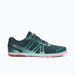 Women's Xero Shoes HFS II in Sea Moss Pink, side view showcasing flexible sole and sporty design.