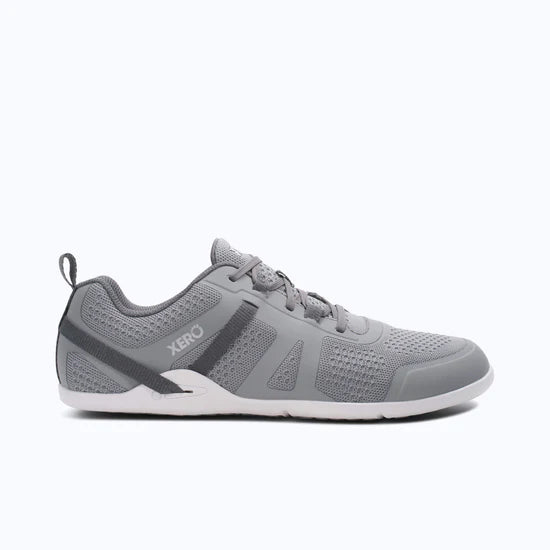 Xero Shoes Prio Neo men's alloy right-side view showing lightweight, flexible outdoor trail running shoes with minimal design