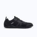 Right side view of Xero Shoes Prio Neo men's black athletic shoes showing the sleek design and breathable material.