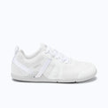 White Xero Shoes Prio Neo women's shoes shown from the right side, featuring a sleek design and comfortable fit.