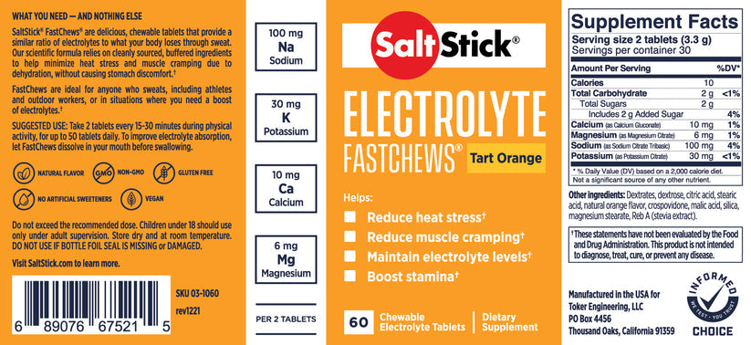 SaltStick FastChews Tart Orange 60 Count