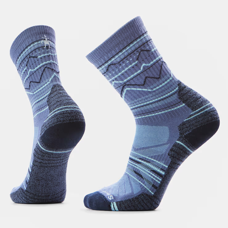 Smartwool Light Cushion Hike Crew sock in gray with reinforced heel and toe, designed for hiking comfort and durability.