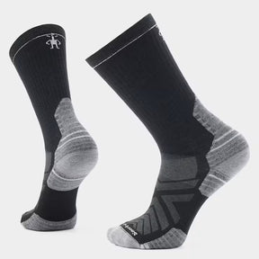 Smartwool Targeted Cushion Hike Crew sock displayed with cushioned areas and reinforced heel for hiking comfort and durability.