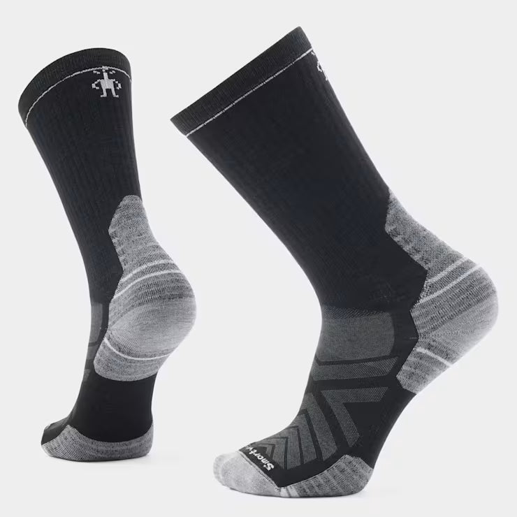 Smartwool Targeted Cushion Hike Crew sock displayed with cushioned areas and reinforced heel for hiking comfort and durability.