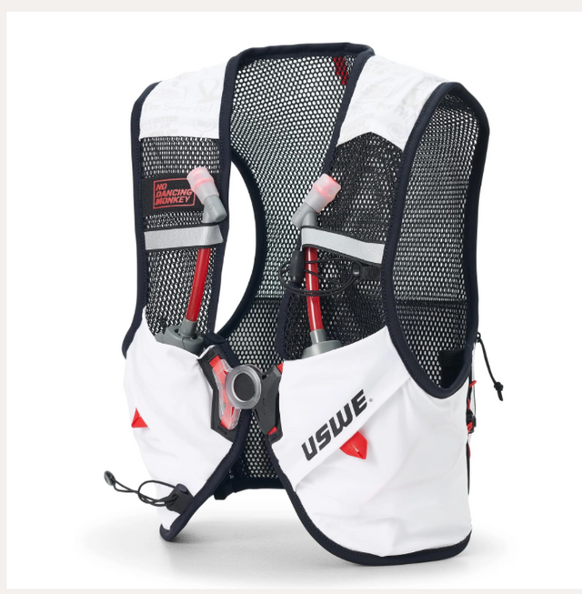 USWE PACE 2L trail running vest with adjustable straps and multiple storage pockets for hydration and gear.