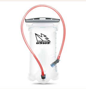 USWE 1L Elite Hydration Bladder with adjustable tube and bite valve for outdoor hydration and sports activities.