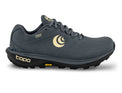 Women's Terraventure 4 waterproof shoes by Topo Athletic in grey and butter color, designed for outdoor activities and trail running.