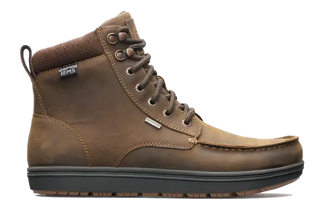 Lems Boulder Boot Grip waterproof shoes, right outside view showing textured sole and durable waterproof material.