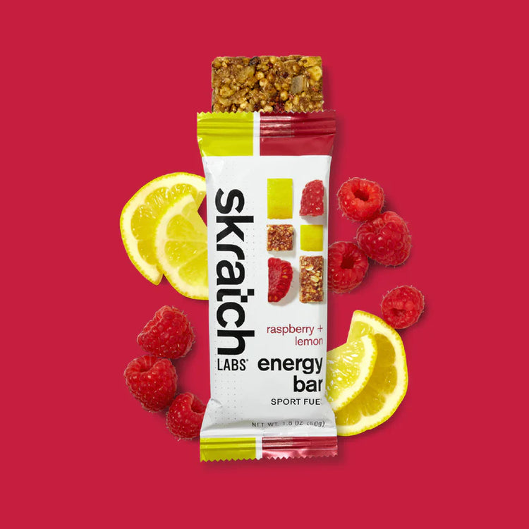 Skratch Energy Bar Sport Fuel in 50g packaging, showing the nutritious snack bar with natural ingredients and vibrant branding.
