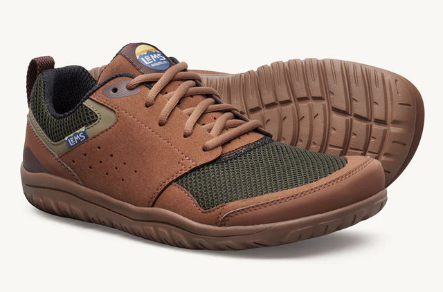 Lems Primal Zen unisex shoes showing a side view of the woodland-colored casual footwear.