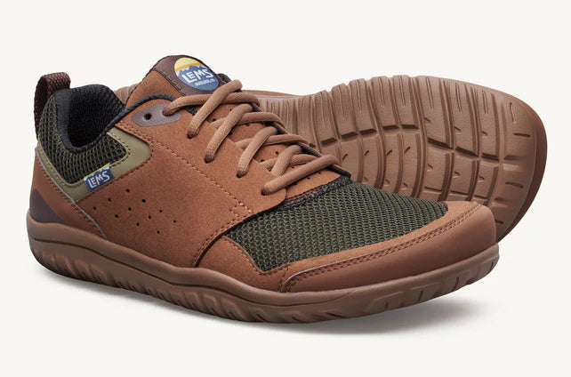 Lems Primal Zen unisex shoes showing a side view of the woodland-colored casual footwear.