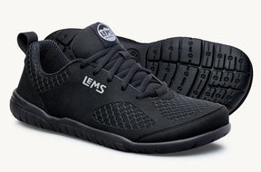 Black Lems Primal 3 unisex shoes with sleek design and durable construction, suitable for casual wear and outdoor activities.