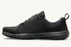 Lems Primal 3 unisex black shoes, right inside view showing lightweight design and breathable material.