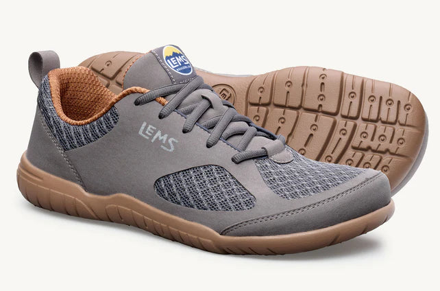 Lems Primal 3 unisex shoes in slate color, featuring a lightweight design and breathable fabric, ideal for casual wear.