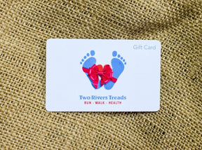 Two Rivers Treads gift card with a sleek design, ideal for gifting, featuring the brand logo and a modern, minimalist look.