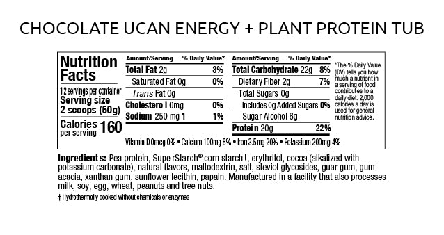 UCAN Chocolate Energy + Protein Tub